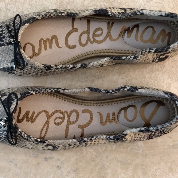 New ‘Sam Edelman’ | ‘Felicia’ Snake Print Leather Ballet Flat - Picture 10 of 12